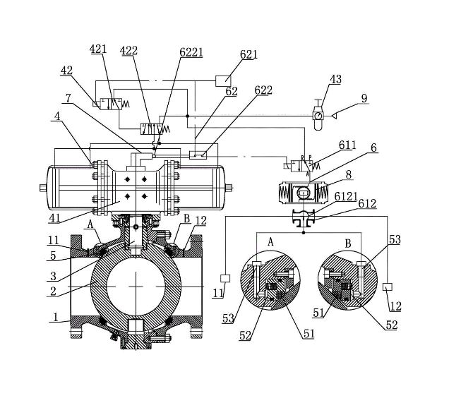 氣動球閥結構圖及工作原理